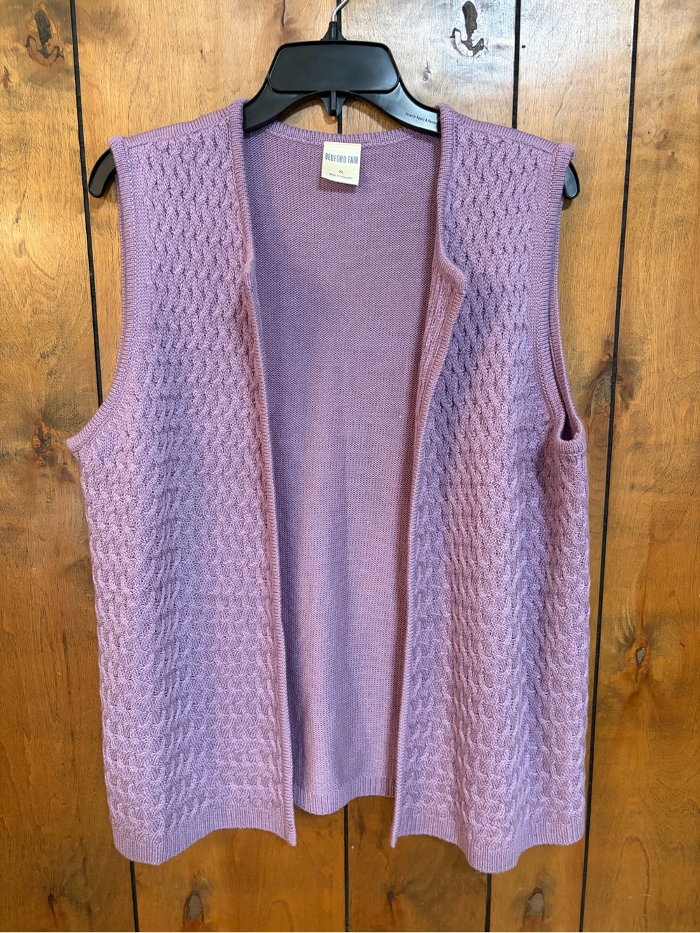 Bedford Fair Lavender Open-Front Cable Knit Vest